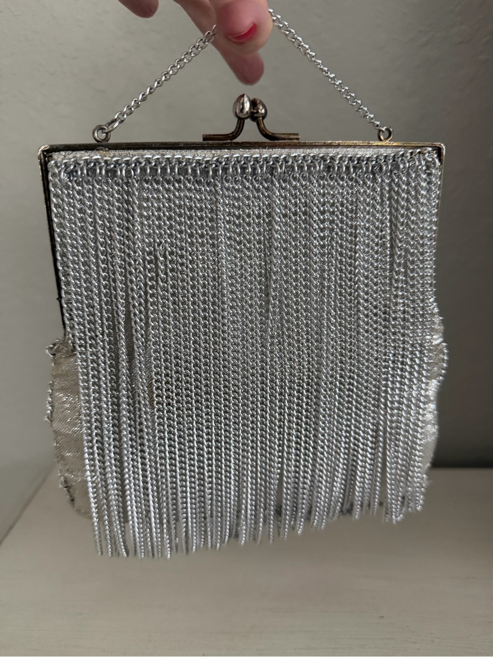 Vintage Magid Made in Japan Silver Chain Fringe Evening Purse 1960s/70s